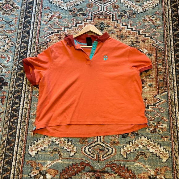 Outdoor Afro Tops - Outdoor Afro X REI Co-Op Cropped Polo Bright Orange & Teal Size 1X